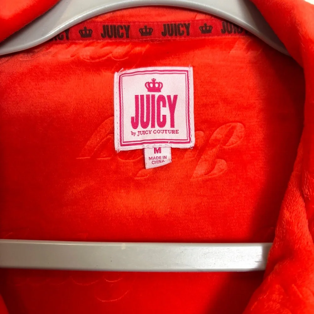 Juicy Couture Logo Embossed Vibrant Red Plush Velour Pajama Top Women’s Medium